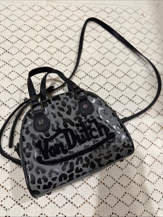 Von Dutch Handbags - Von Dutch Black and Gray Leopard Mini Crossbody Bag